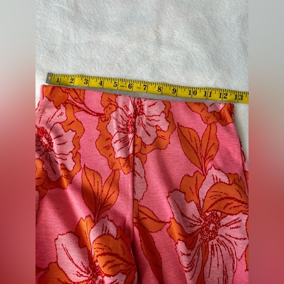 Zara High Waist Elastic Pink and Orange Floral Pants Size Small - Picture 3 of 10